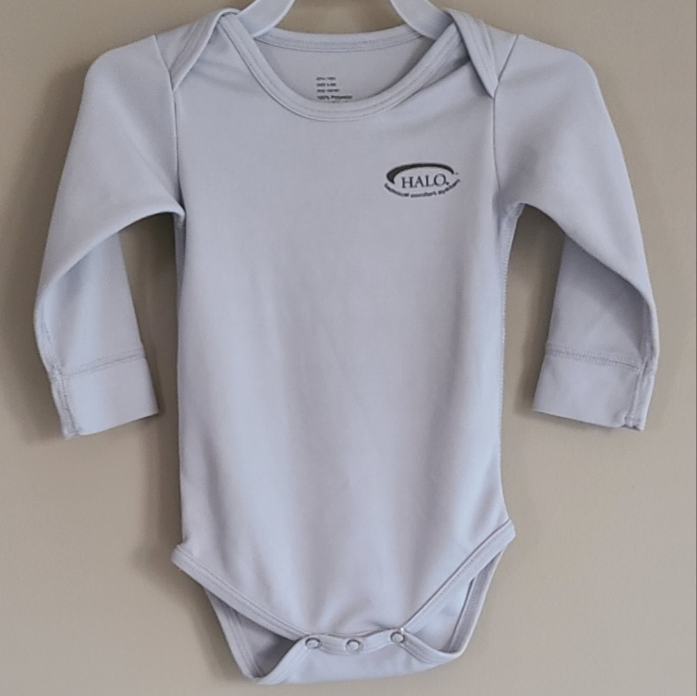 Halo light grey long sleeved onesie/bodysuit
